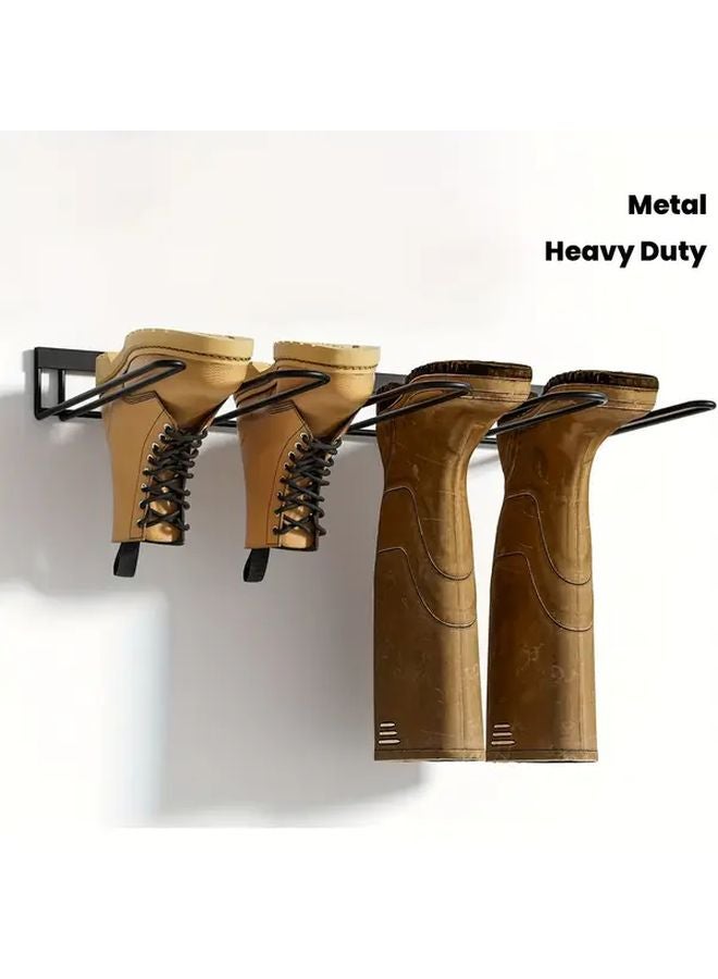 Heavy Duty Black Metal Wall Mounted Shoe Rack Organizer Space Saving Storage Shelf - Image 1