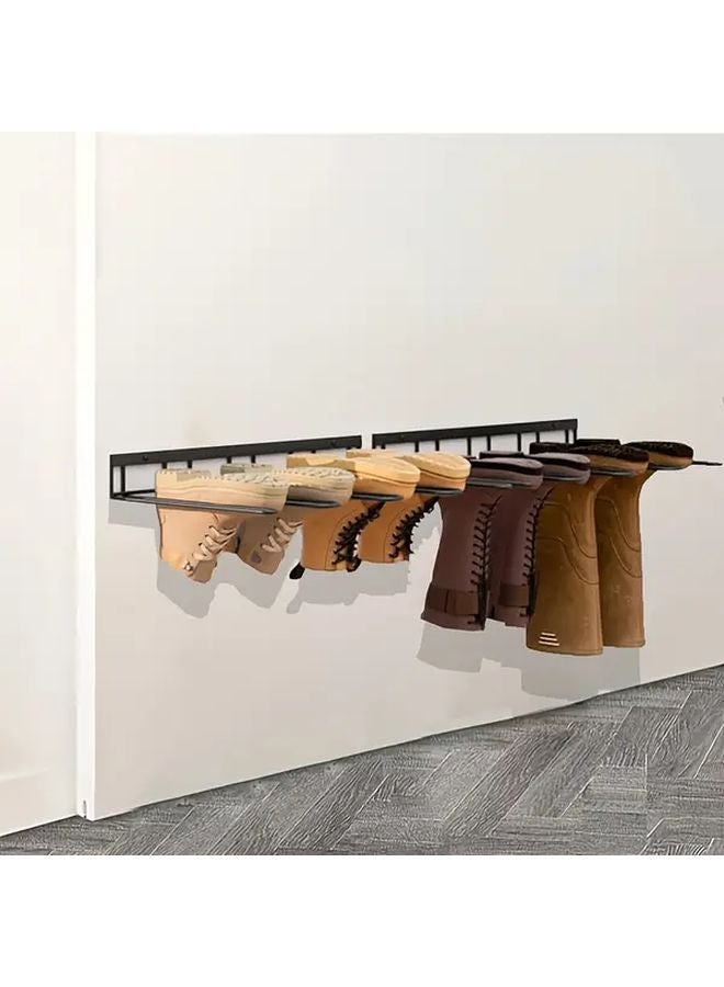 Heavy Duty Black Metal Wall Mounted Shoe Rack Organizer Space Saving Storage Shelf - Image 4