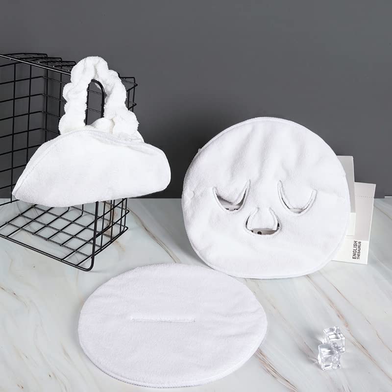 Black Crown BLACKCROWN 3 Holes Towel Mask Reusable Face Towel Mask Cold Hot Compress Facial Steamer Moisturizing Beauty Skin Care Spa Towels for Facial Steamer Mask for Women Girls Style AB 2 Pack - Image 3