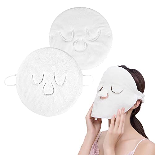 Black Crown BLACKCROWN 3 Holes Towel Mask Reusable Face Towel Mask Cold Hot Compress Facial Steamer Moisturizing Beauty Skin Care Spa Towels for Facial Steamer Mask for Women Girls Style AB 2 Pack - Image 1