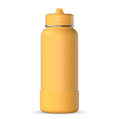 Hydrapeak 32oz Sport Insulated Water Bottle with Straw or Chug Lid Leak  Spill Proof Keeps Drinks Cold for 24 Hours Hot for 12 Hours Premium Stainless Steel Water Bottles 32oz Tangerine