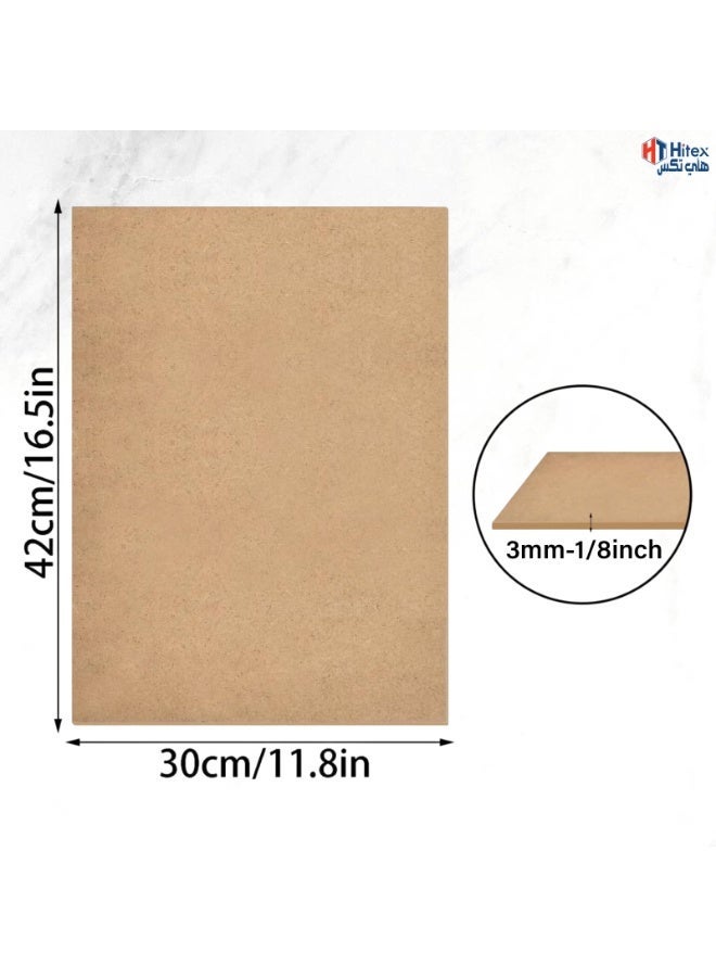 هيتكس لوح MDF سادة - بني - ٣ مم | سطح أملس غير مصقول وحواف مصقولة | مثالي لمشاريع "اصنعها بنفسك"، ديكور المنزل، التصميم الداخلي، النجارة، الحرف اليدوية، والرسم (٣٠ سم × ٤٢ سم (A3)) - ١٢ قطعة - Image 2