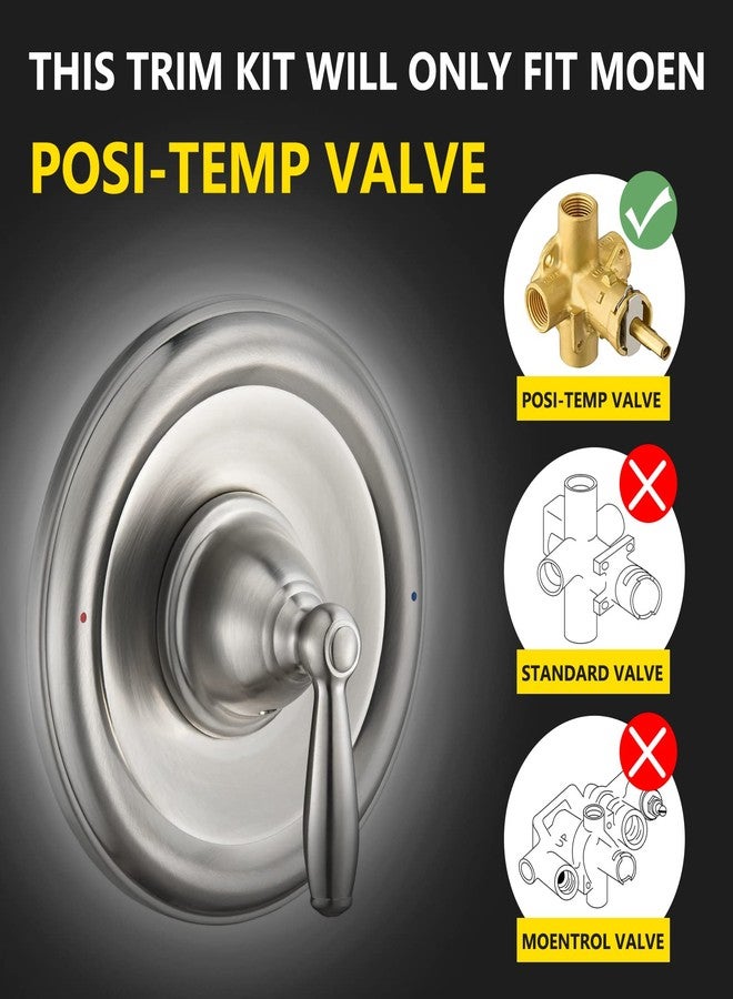 Tearel Pressure Balancing Tub and Shower Trim Kit, Compatible with Moen Posi-Temp Valve, Brushed Nickel - Image 2