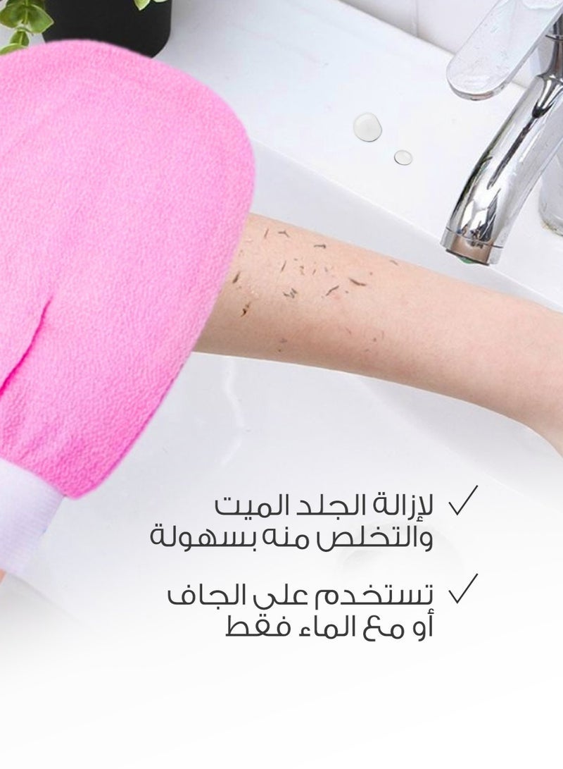 YUJA Korean loofah for cleaning the skin and exfoliating the skin, viscose shower glove for making Moroccan bath at home, pink color-2pcs - Image 4