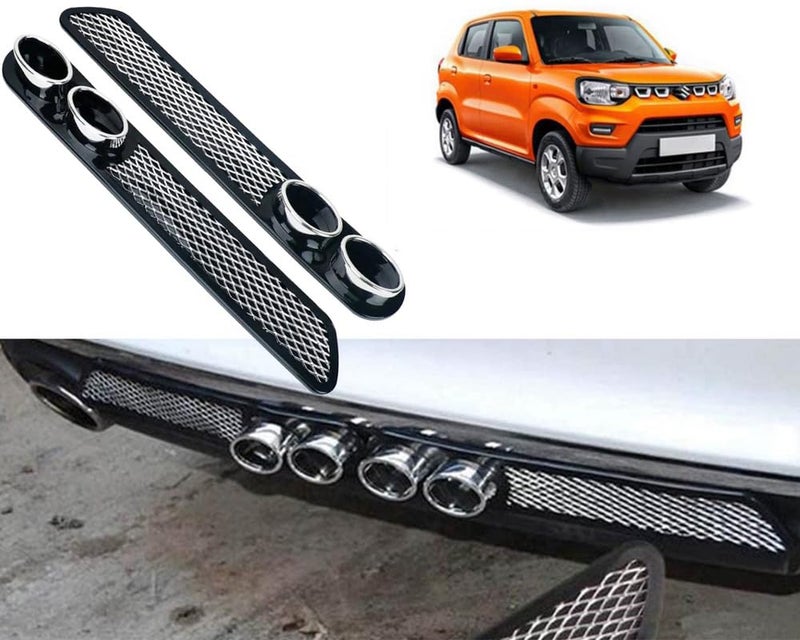 Selifaur Rear Dual Tip Bumper Lip Diffuser Car Back Bumper Spoiler Lip Splitter Chrome Compatible with S Presso - Image 1