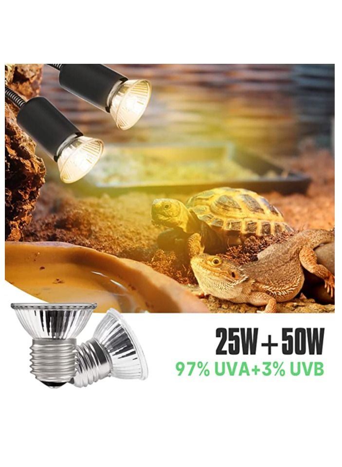 NIBEMINENT 4 Pack UVA,UVB Bulbs Heat and Light for Reptiles and Amphibian inTanks Terrariums and Cages Works with Various Lamp Fixtures (2 PACK 25W, 2 PACK50W) - Image 4