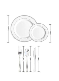 AIWANTO 150Pcs Disposable Plates Party Birthday Plates for Lunch Plates Set Dinnerware Set  - Image 2