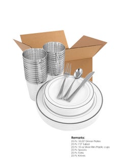 AIWANTO 150Pcs Disposable Plates Party Birthday Plates for Lunch Plates Set Dinnerware Set  - Image 4
