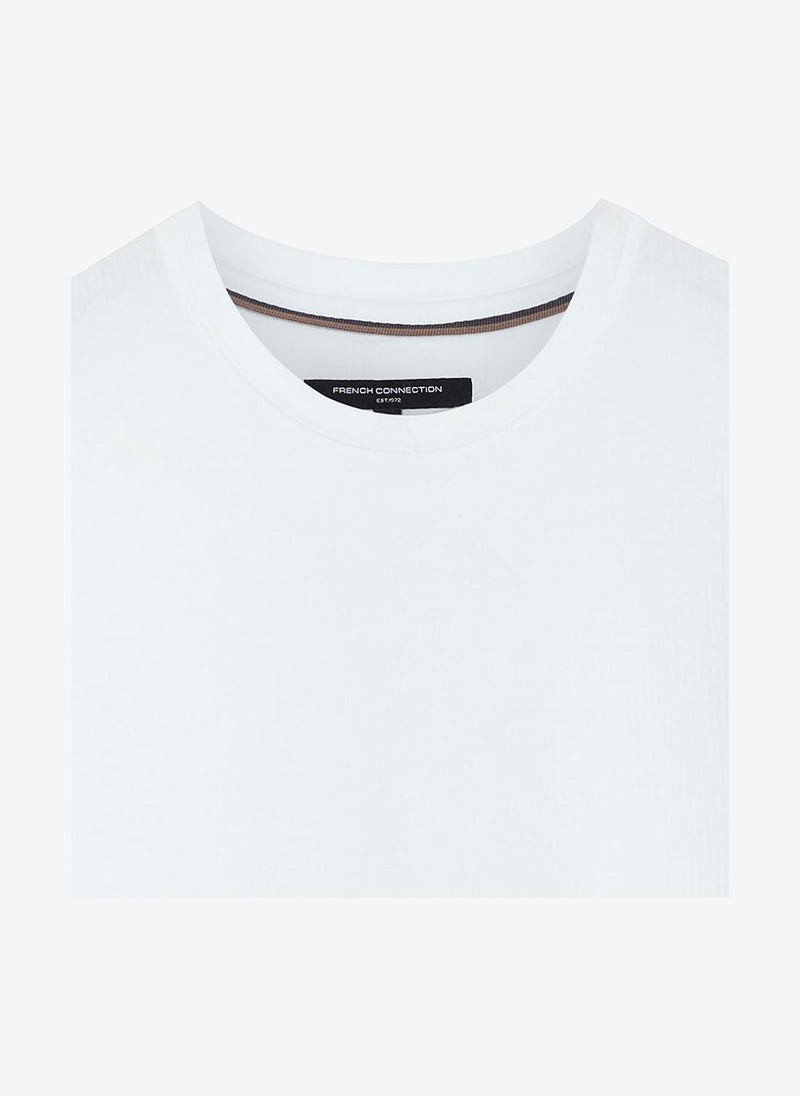 French Connection Men's Shortst Sleeve Micro Seersucker White Stripe T-Shirt - Image 5