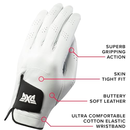 PXG Golf Mens Players Glove Right Handed Golfer Left Handed Glove Cabretta Leather Medium/Large White - Image 3