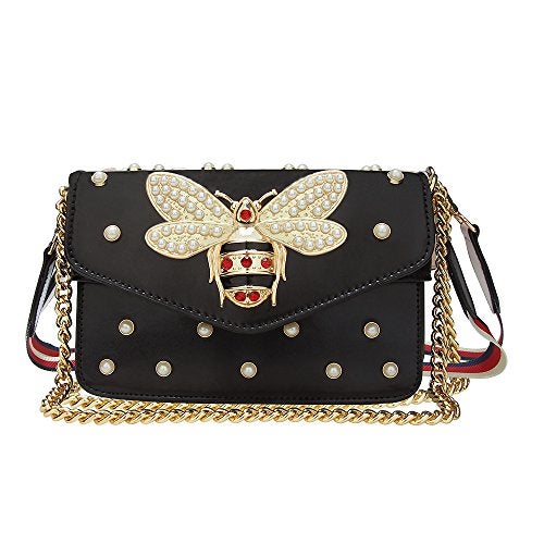 Beatfull Designer Bee Purse Fashion Crossbody Purse with Pearl for Women Pu Leather Shoulder Bag Clutch Handbags - Image 1
