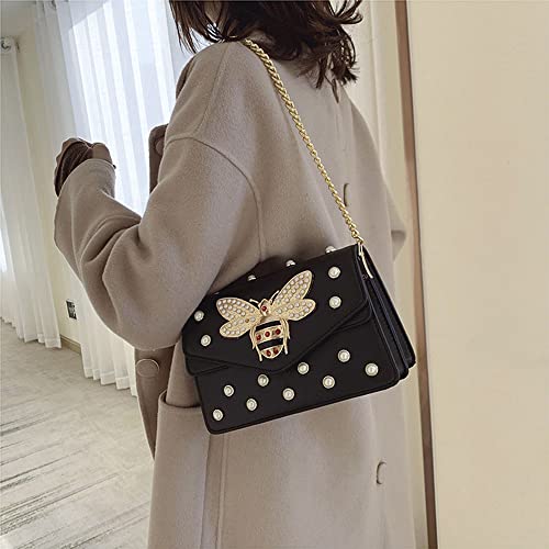 Beatfull Designer Bee Purse Fashion Crossbody Purse with Pearl for Women Pu Leather Shoulder Bag Clutch Handbags - Image 2