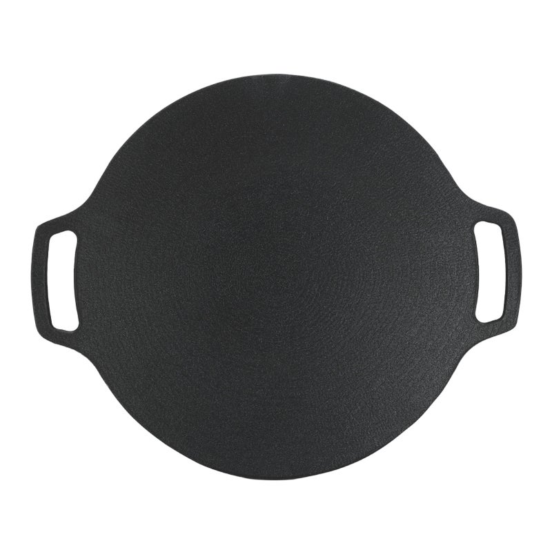 Korean Grill Pan with Non Stick 6 Layer Coating for Gas Cooker Round Double Handle BBQ Griddle for Outdoor Camping 25cm/9.8in - Image 1