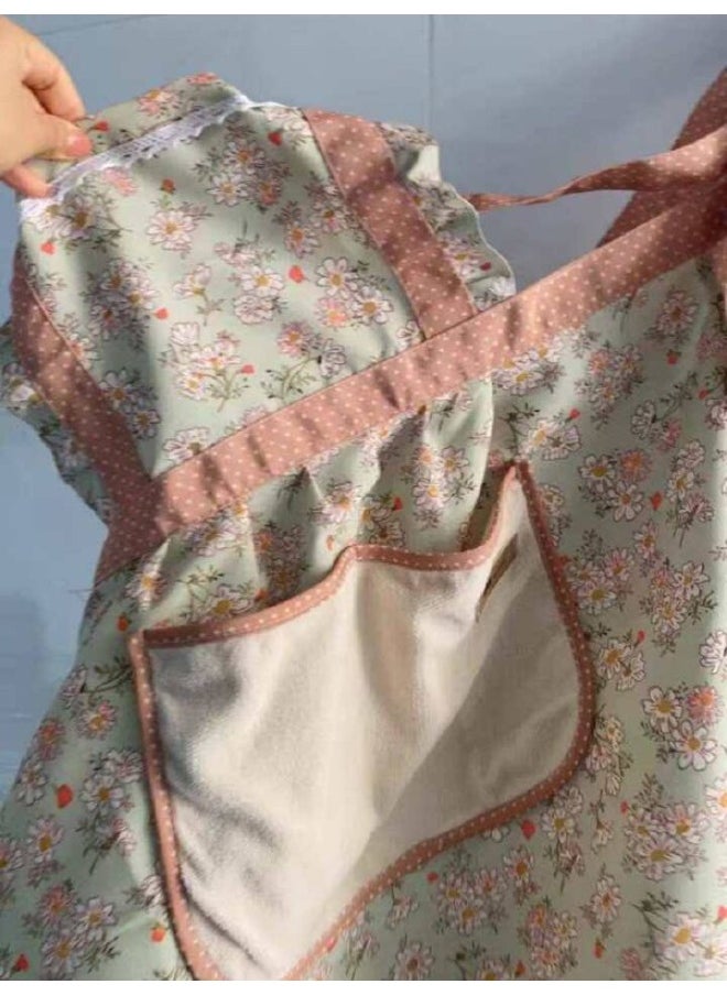Lace apron dress shape with large pocket in the middle for tools and mobile