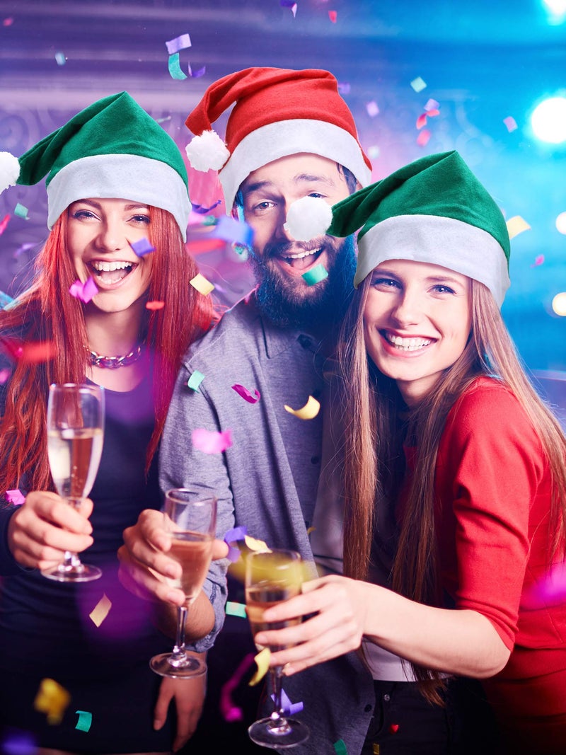 SATINIOR 12 Pieces Santa Hats Christmas Non Woven Fabric Costume Hat for Holidays Xmas Party Supplies(Green and Red,Small) - Image 4