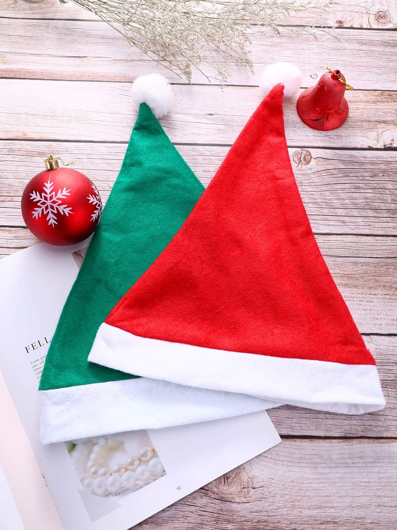 SATINIOR 12 Pieces Santa Hats Christmas Non Woven Fabric Costume Hat for Holidays Xmas Party Supplies(Green and Red,Small) - Image 5