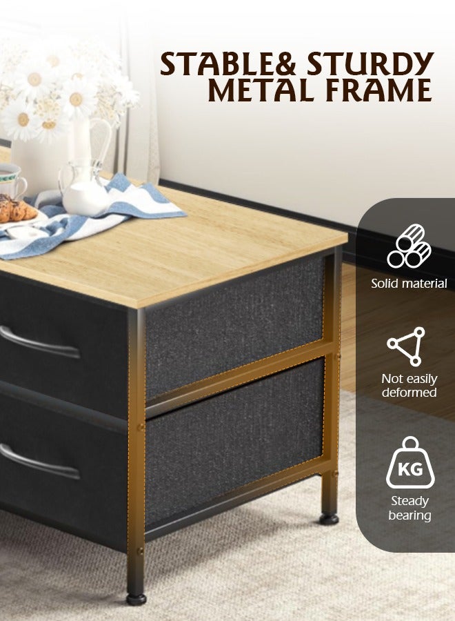 Ammar Space Coffee Table with Drawers for Living Room 2-Tier Coffee Tables with Storage Drawers Brown Tables Rectangle Wood Table Metal Side End Table  - Image 5