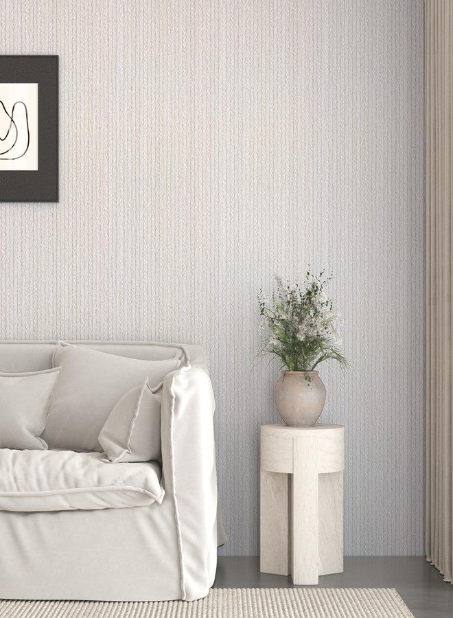 VaryPaper ورق حائط VaryPaper رمادي فاتح مخطط من قماش العشب قابل للتقشير واللصق، ورق حائط من القماش المقاوم للماء، قابل للإزالة، ورق حائط من القماش العشبي المتعرج، مناسب لغرفة النوم والخزانة، مقاس 15.7 بوصة × 78.7 بوصة - Image 4