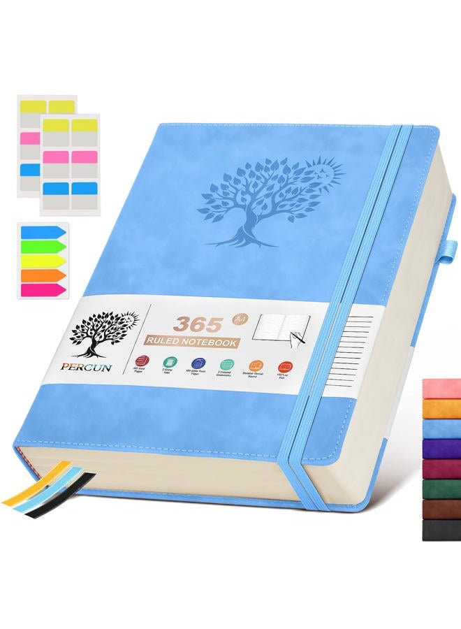 PERCUN B5 Lined Journal Notebook - 365 Page Large Leather Journals for Writing Women Men，Hardcover Notebook with 100Gsm Thick Pages，Daily Diary for Travel, Work，School，College Ruled (7.6" x 10.3") - Image 1