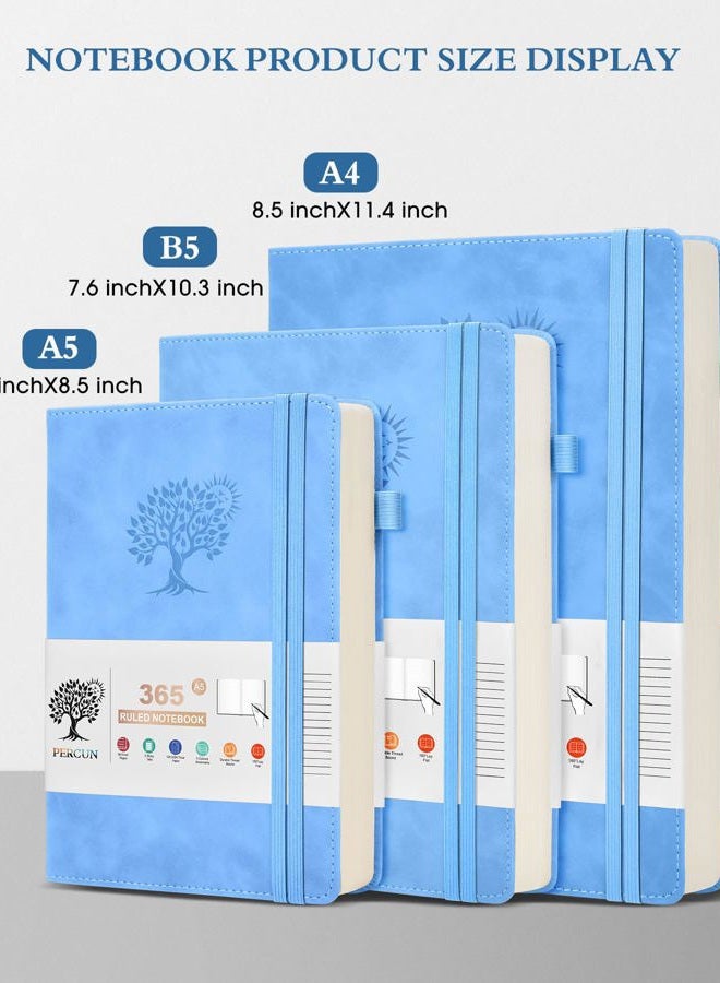 PERCUN B5 Lined Journal Notebook - 365 Page Large Leather Journals for Writing Women Men，Hardcover Notebook with 100Gsm Thick Pages，Daily Diary for Travel, Work，School，College Ruled (7.6" x 10.3") - Image 2