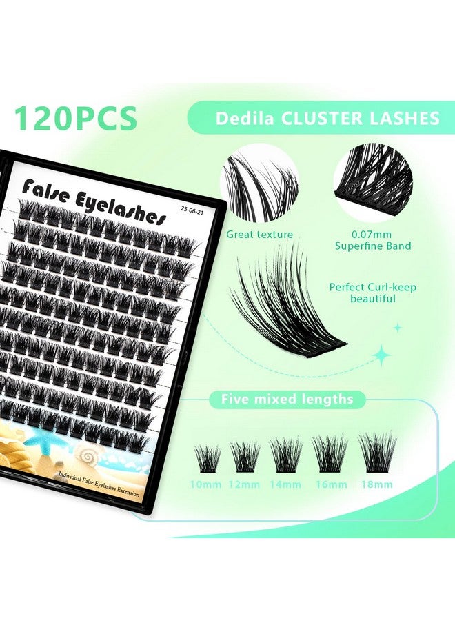 Dedila Large Tray- 10-20Mm Available 120 Pcs D Curl Cluster Eyelashes Makeup Volume Eye Lashes Extensions Natural Long Wide Stem Individual False Eyelashes (20Mm) - Image 3
