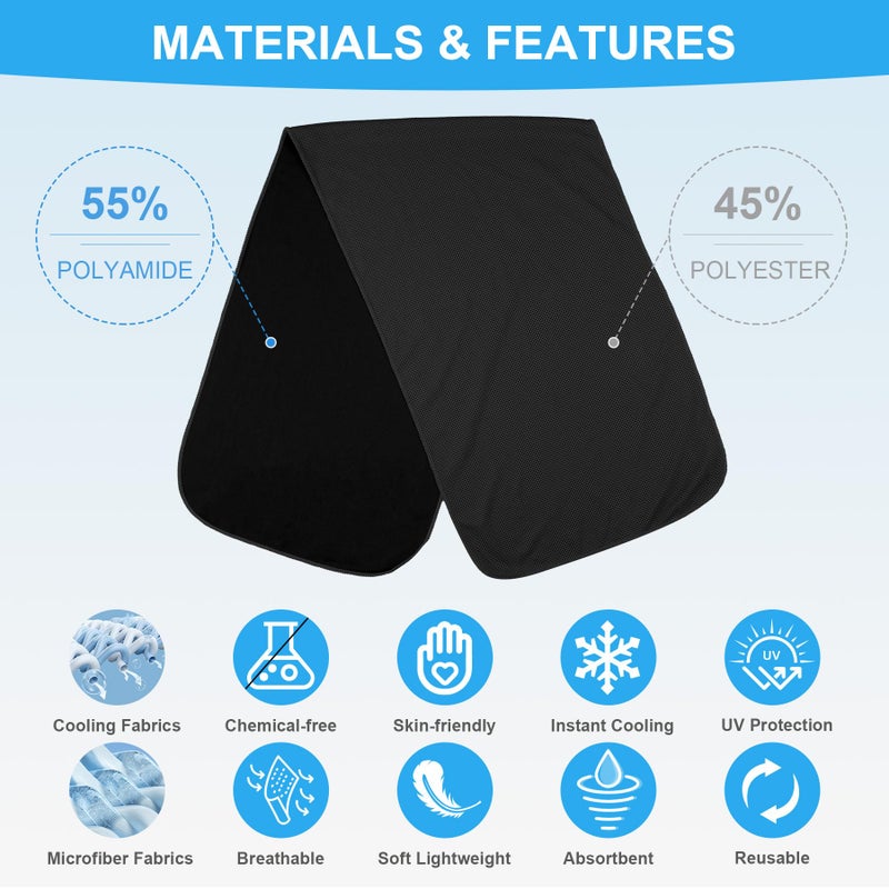 U-pick Cooling Towels (40"x12"), Cooling Towel for Neck and Face, Soft Breathable Chill Ice Towel, Stay Cool Sweat Rags for Gym, Yoga, Workout, Exercise, Sport, Beach, Camping, Cruise - Image 2