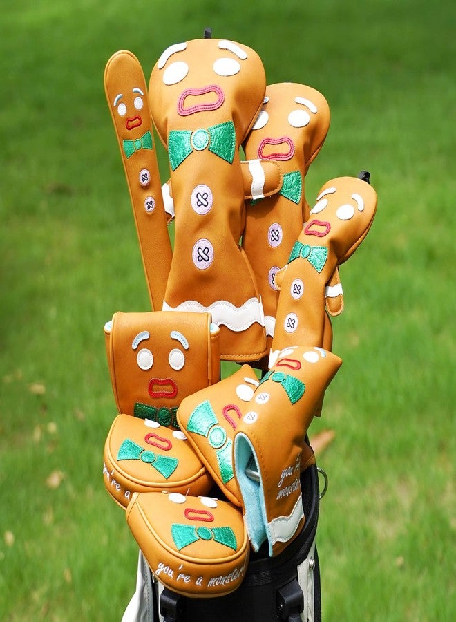 LZFAN Funny Golf Club Head Cover Driver Headcover Fairway Wood Headcover Hybrid Club Head Cover Brown Monster Cookie Hybrid - Image 5