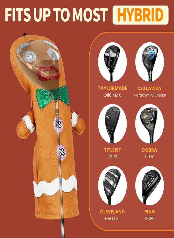 LZFAN Funny Golf Club Head Cover Driver Headcover Fairway Wood Headcover Hybrid Club Head Cover Brown Monster Cookie Hybrid - Image 2