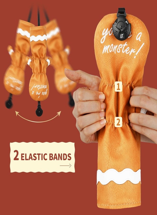 LZFAN Funny Golf Club Head Cover Driver Headcover Fairway Wood Headcover Hybrid Club Head Cover Brown Monster Cookie Hybrid - Image 4