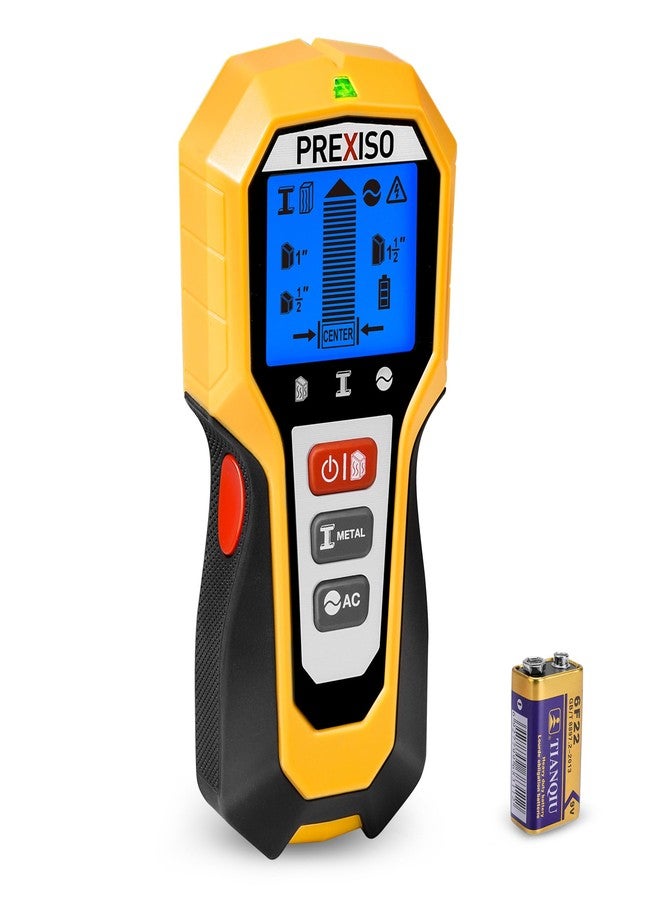 بريكسيسو جهاز كشف العوارض الخشبية PREXISO، ماسح ضوئي 5 في 1 لكشف العوارض الخشبية، أداة كشف العوارض الخشبية مع مؤشر LED لتحديد المركز، كاشف العوارض الخشبية، الأسلاك المعدنية، الأنابيب، العوارض الخشبية - Image 1