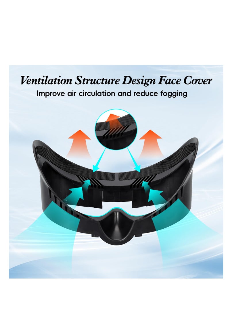 VR Facial Interface Bracket  PU Leather Foam Face Cover Compatible with Meta Quest 3, Sweat-Proof Replacement Meta Quest 3 VR Headset Accessories Facial Pad, Ventilation Design (4-in-1 Black) - Image 2