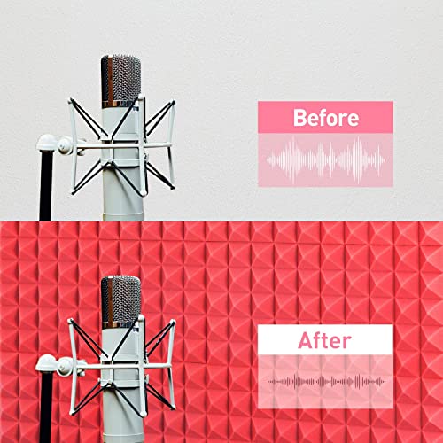 Imaginea Acoustic Foam | Pyramid Acoustic Sound Foam Panels For Studio Sound Absorbing Soundproofing Panels High Density Absorber For Wall, Decreasing Noise Echoes (1 X 1 Ft (PACK OF 18, RED) - Image 5