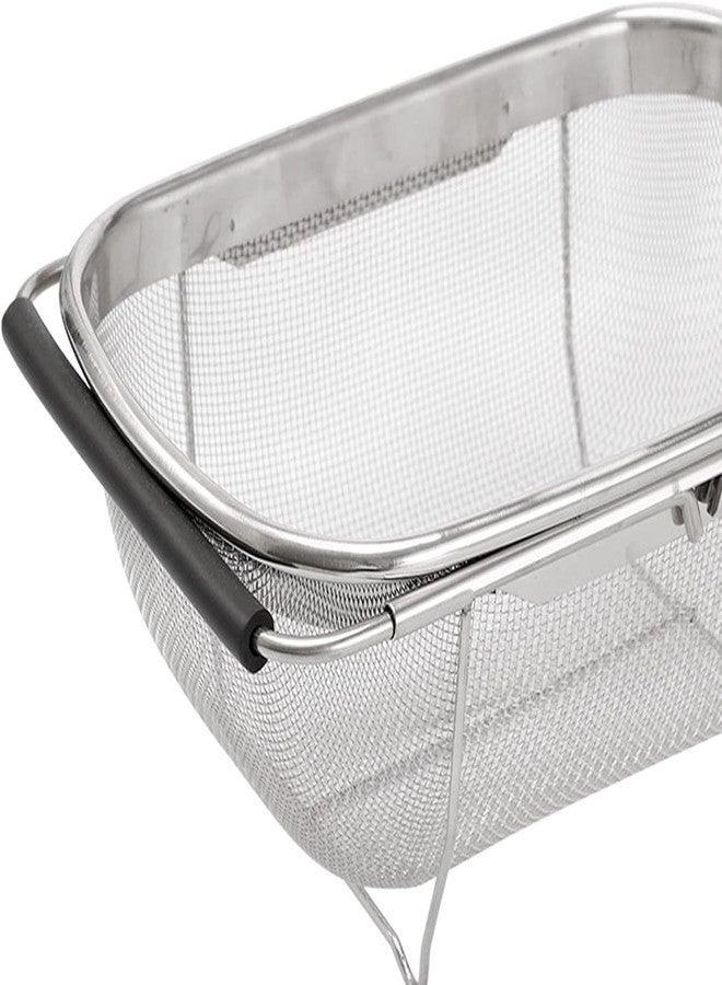 REMANG Over The Sink Colander Strainer Basket Stainless Steel, for Kitchen Sink with Rubber Grip, Fine Mesh Stainless Steel, Large, Expandable Metal Strainer for Pasta, Food, Vegetables (1 Pcs) - Image 3