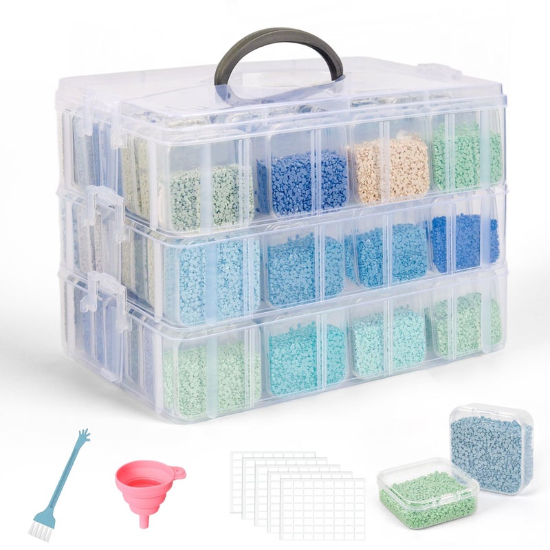 MERATIA Bead Storage Container, Craft Organizer Box Portable Organizer and Storage Box Stackable Plastic Cases for Bracelet Making DIY Jewelry Nail Charms (3-Tire Bead Organizer) - Image 1