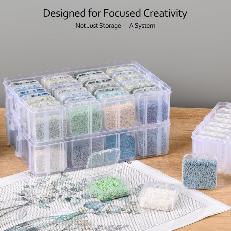 MERATIA Bead Storage Container, Craft Organizer Box Portable Organizer and Storage Box Stackable Plastic Cases for Bracelet Making DIY Jewelry Nail Charms (3-Tire Bead Organizer) - Image 4