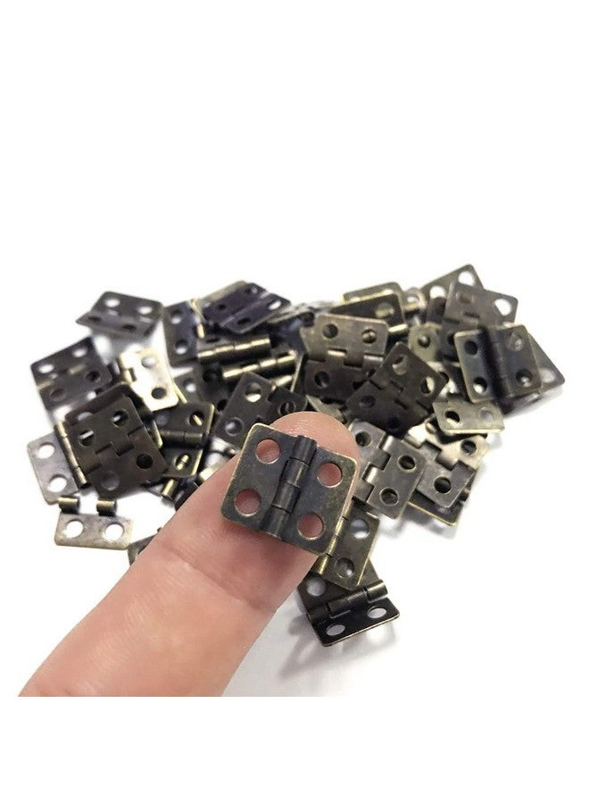 Juland 50 Pieces Mini Pure Copper Hinges Retro Hinges with 200 Pieces Replacement Screws for Wooden Box Jewelry Chest Box Cabinet DIY Accessories (13 x 12mm/0.51 x 0.47inch) - Bronze - Image 3