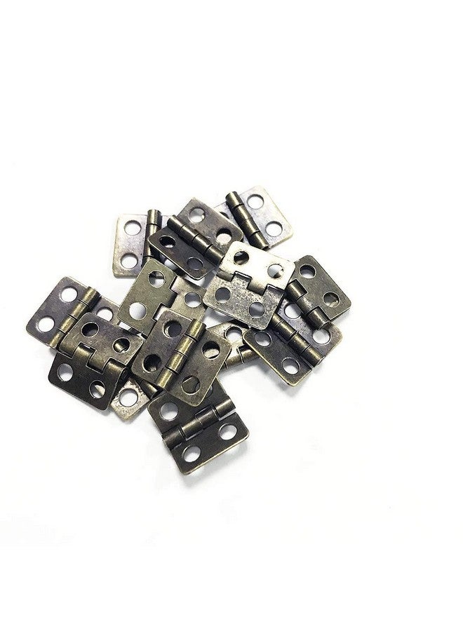 Juland 50 Pieces Mini Pure Copper Hinges Retro Hinges with 200 Pieces Replacement Screws for Wooden Box Jewelry Chest Box Cabinet DIY Accessories (13 x 12mm/0.51 x 0.47inch) - Bronze - Image 4
