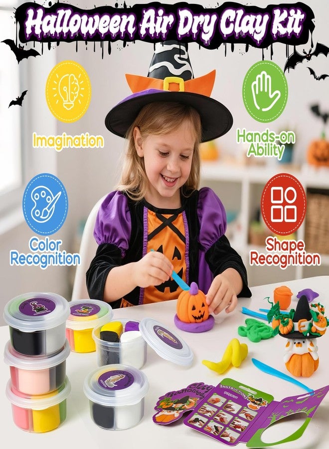 Winrayk Halloween Air Dry Clay for Kids Modeling Clay DIY Crafts Kit, 12 Boxes Magic Molding with Sculpting Tools and Tutorials, Pumpkin Party Favors Halloween Gifts Toys Arts and Crafts for Kids Teen - Image 3
