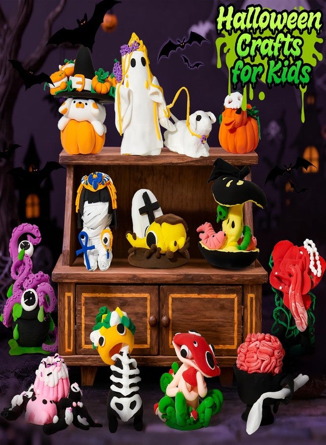Winrayk Halloween Air Dry Clay for Kids Modeling Clay DIY Crafts Kit, 12 Boxes Magic Molding with Sculpting Tools and Tutorials, Pumpkin Party Favors Halloween Gifts Toys Arts and Crafts for Kids Teen - Image 2