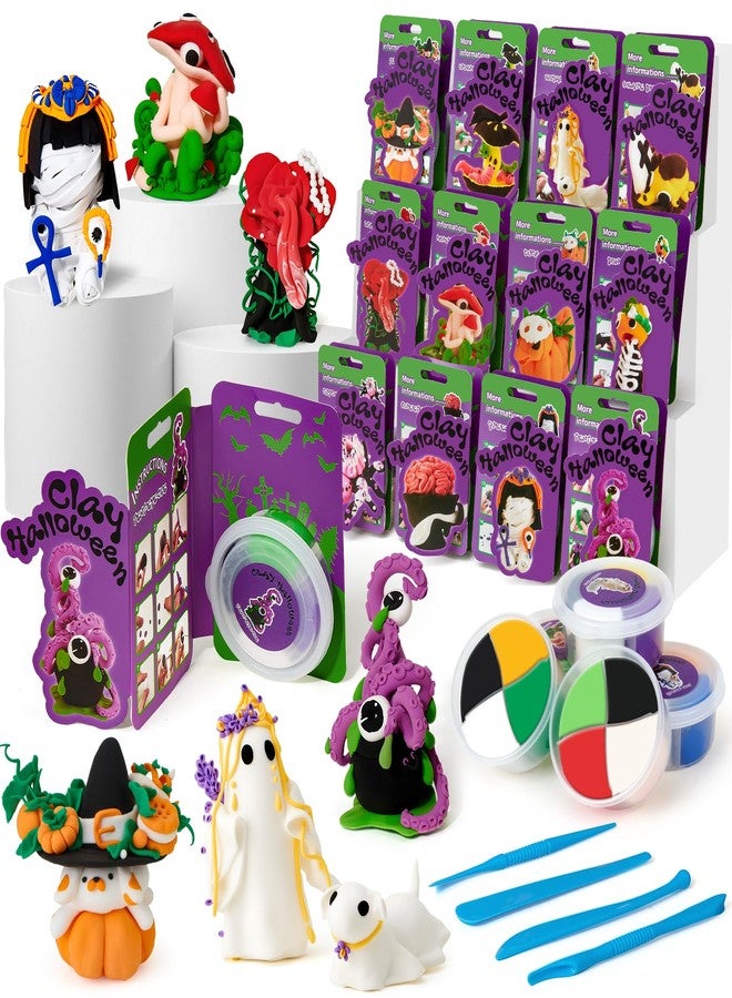 Winrayk Halloween Air Dry Clay for Kids Modeling Clay DIY Crafts Kit, 12 Boxes Magic Molding with Sculpting Tools and Tutorials, Pumpkin Party Favors Halloween Gifts Toys Arts and Crafts for Kids Teen - Image 1