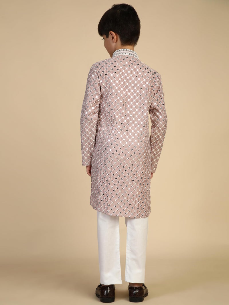 Pro-Ethic Style Developer Boys Cotton Kurta Pajama For Kid's Ethnic Wear | Cotton Kurta Pajama (S-268), 7-8 years, Pink - Image 2