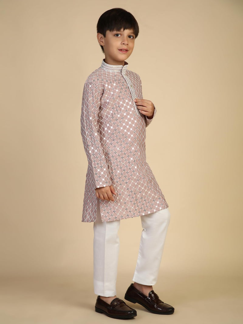 Pro-Ethic Style Developer Boys Cotton Kurta Pajama For Kid's Ethnic Wear | Cotton Kurta Pajama (S-268), 7-8 years, Pink - Image 3