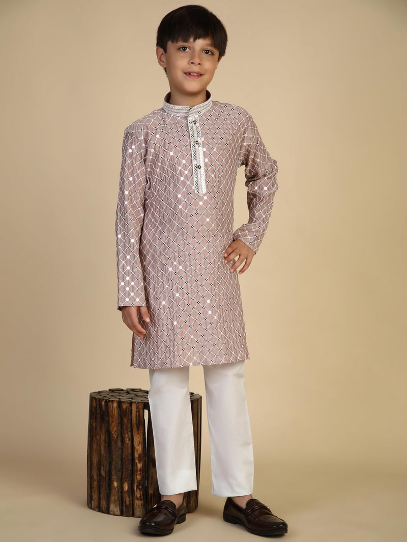Pro-Ethic Style Developer Boys Cotton Kurta Pajama For Kid's Ethnic Wear | Cotton Kurta Pajama (S-268), 7-8 years, Pink - Image 5