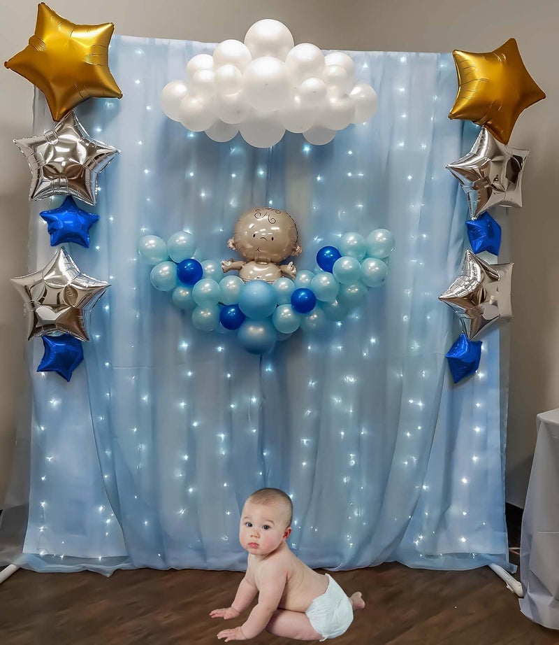SpecialYou.in Welcome Baby Decoration Items Kit With Blue Balloons&Net Curtain For Decoration,Baby Welcome Home Decoration Kit,Welcome Home Baby Decoration,Welcome Baby Boy Decoration-79 Items - Image 5
