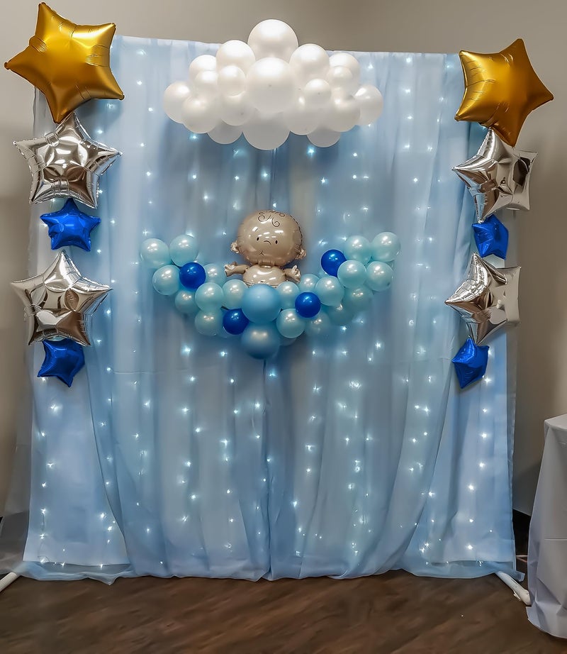 SpecialYou.in Welcome Baby Decoration Items Kit With Blue Balloons&Net Curtain For Decoration,Baby Welcome Home Decoration Kit,Welcome Home Baby Decoration,Welcome Baby Boy Decoration-79 Items - Image 1