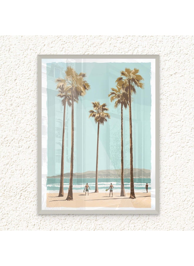 Art Decor - Art Decor Framed Fine Art of Beach with Palm Trees Portrait Aesthetic Tropical Coastal Print Wall Décor for Living Room Bedroom Home Office Hotel Gifting - Image 1