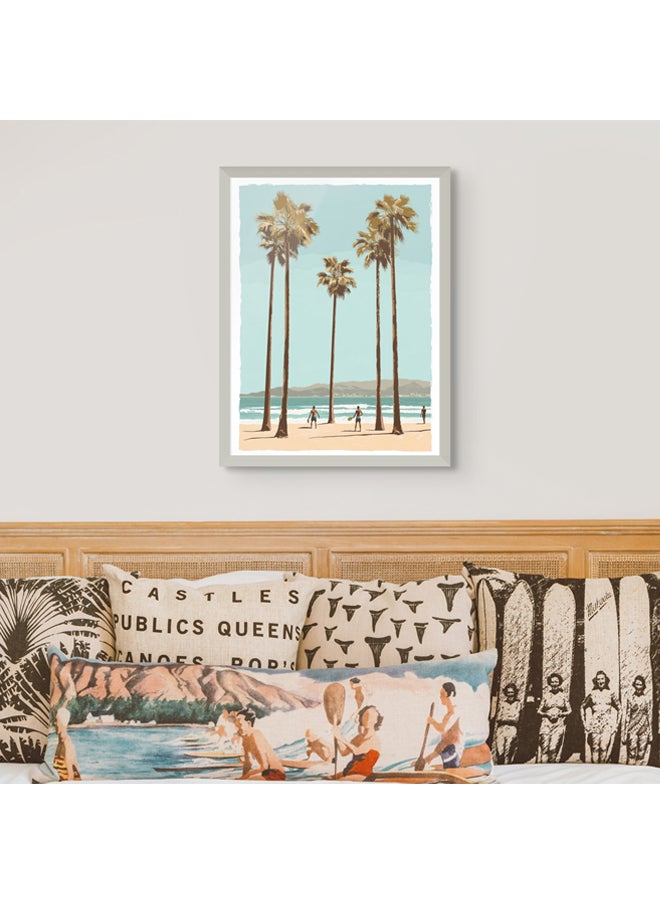 Art Decor - Art Decor Framed Fine Art of Beach with Palm Trees Portrait Aesthetic Tropical Coastal Print Wall Décor for Living Room Bedroom Home Office Hotel Gifting - Image 1