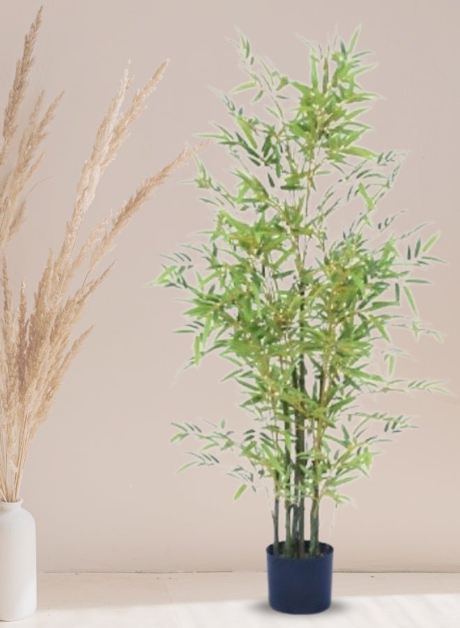 Generic 120CM Artificial Trees Fake Bamboo Plant In Black Pot Plant Potted Artificial Bamboo Tree For Indoor Home Décor For Office Kitchen Counter Top Indoor Decor Garden Lawn  - Image 1