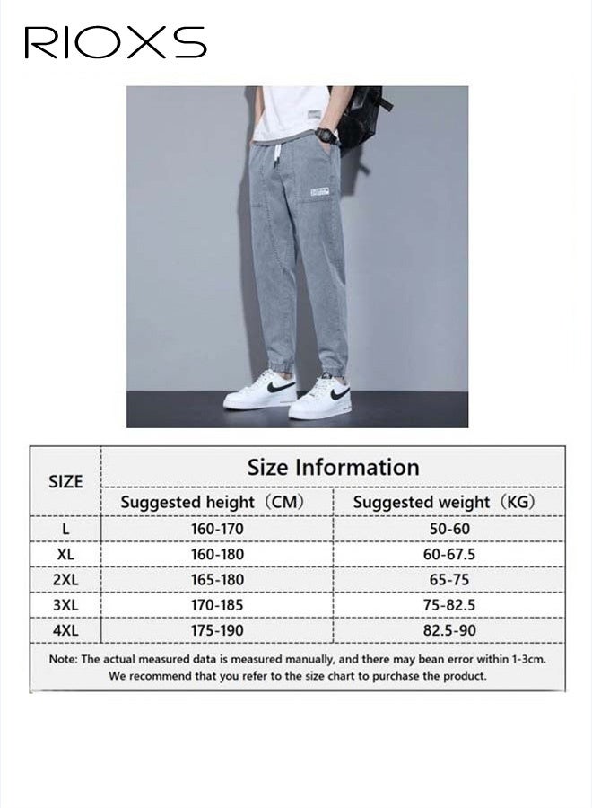 RIOXS Men's Casual Jeans With Loose Legs Teen Jogging Fashion Long Pants Elastic Waist Downstring Denim Pants with 4 Pockets - Image 5