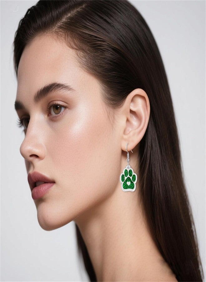 RLHRNDE 9 Pairs Paw Print Earrings Set for Women Cute Pet Puppy Cat Dog Paw Print Dangle Drop Earrings Dainty Lightweight Sparkling Heart Footprint Earrings Charm Gift For Dog Cat Animal Lover (Love) - Image 3